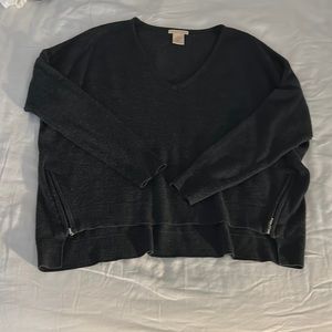 Sweet Romeo- Grey V-neck Sweater with size Zippers- Size Medium